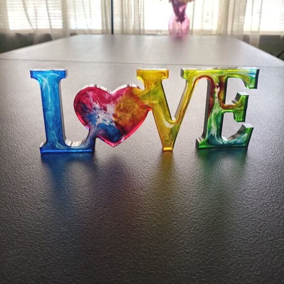 Resin LOVE Word Decor – Colorful Resin Letters – Handmade Home Accent - Picture 5 of 11